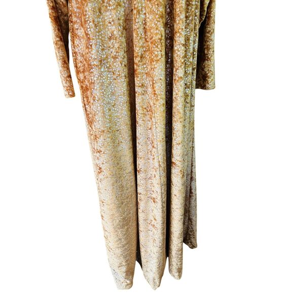 70s Velvet Maxi Mumu Dress David‎ Brown I Magnin Kaftan XS Gold Glam Loungewear - Picture 4 of 16